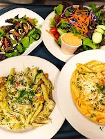 House and Caprese Salads Penne Pasta and Chicken Cajun Pasta